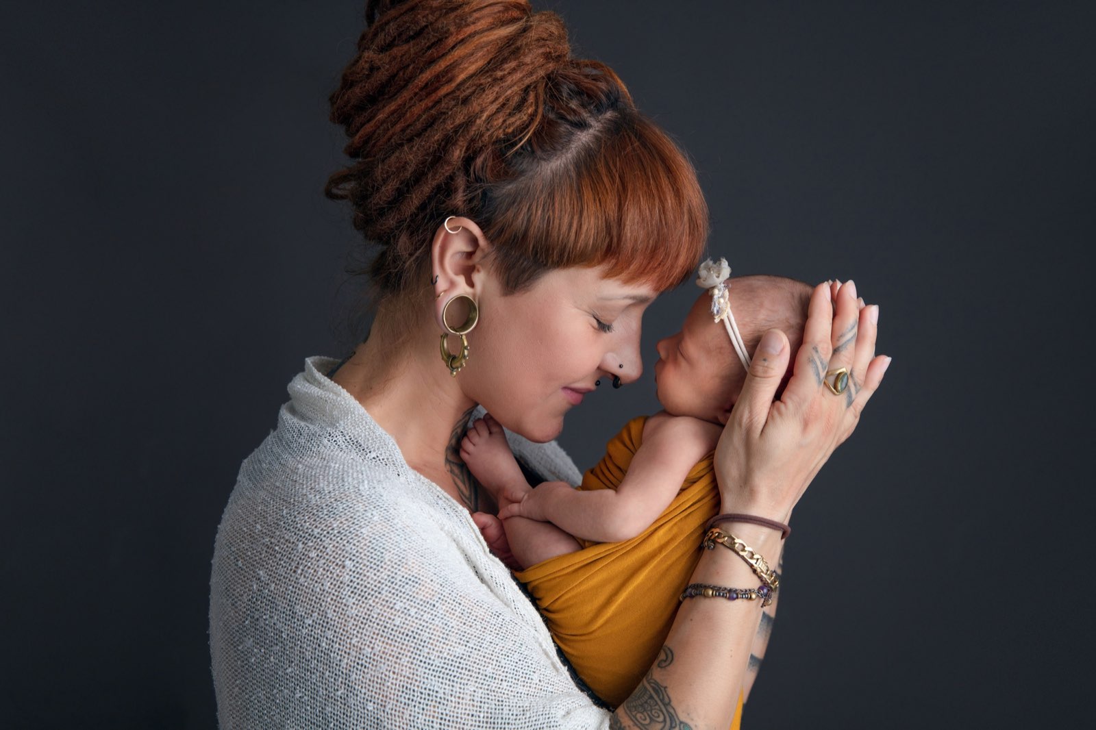 Mother and newborn portrait
